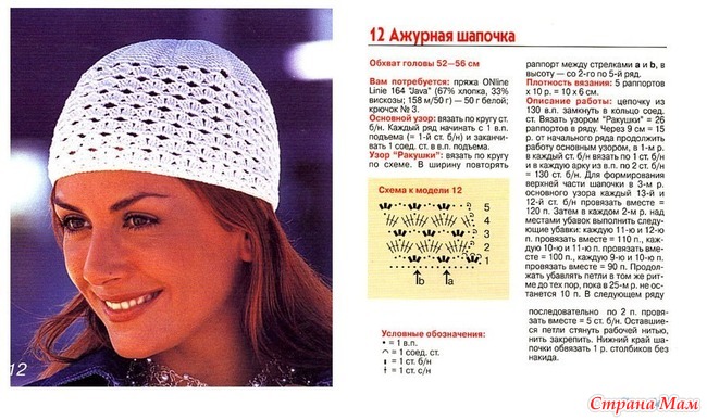 Вязание крючком схема шапочка
