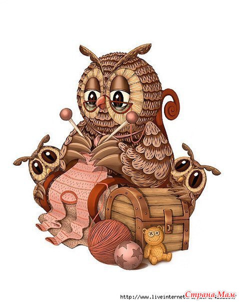 Сова вяжет рисунок Сова вяжет рисунок