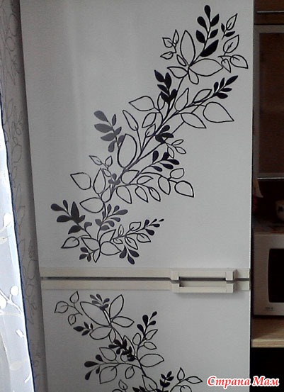 рисунок на холодильнике акриловыми красками