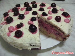 Торт вишнёвый с творожним кремом