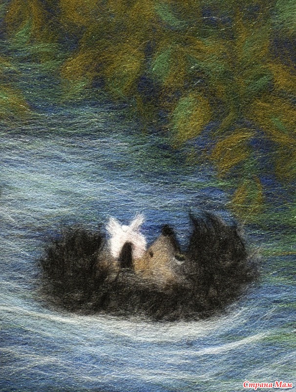 Ежик в реке. Картины из шерсти Ежик в тумане. Картины из шерсти Ежик. Картина шерстью Ежик. Ежик в тумане в реке.