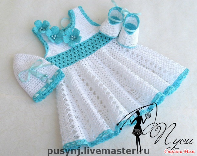 Платье для новорожденной на крещение вязаное крючком