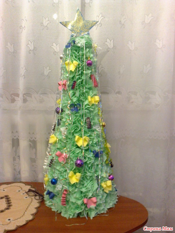 Новогодняя елка из бумажных салфеток. Мастер-класс с пошаговыми фото