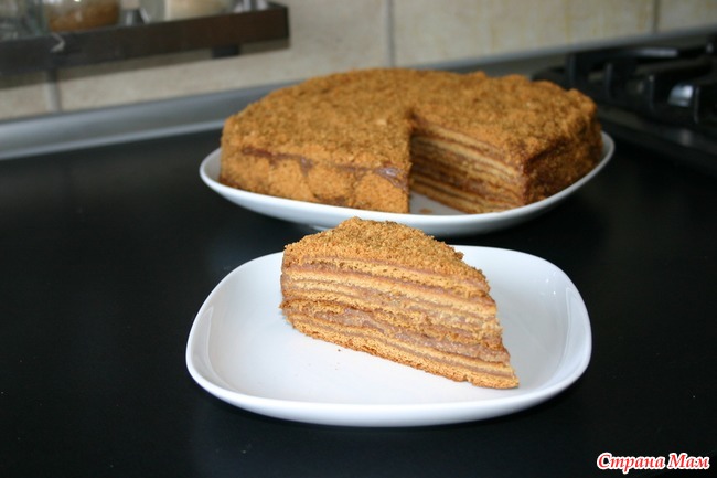 Медовый торт Рыжик с заварным кремом домашний простой рецепт пошаговый