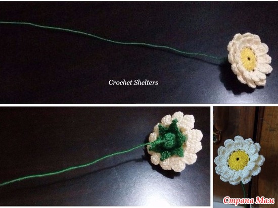 Crochet Flower with Calyx &amp; Stalk Video Tutorial Part-2 (Zinnia)