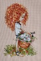 Curly girl with basket